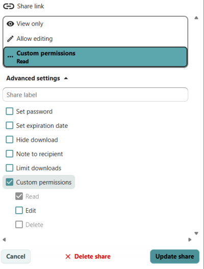 Abb. Einstellungen Dokumente