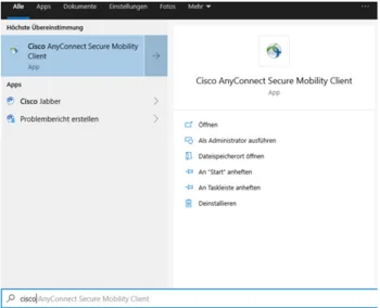 Abb. Cisco AnyConnect Secure Mobility Client