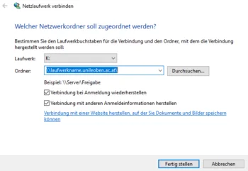 Abb. Netzlaufwerk verbinden