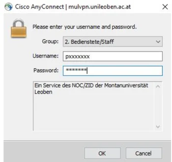 Abb. Username und Passwort eingeben