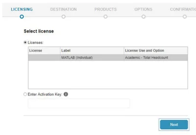 Lizenz auswählen