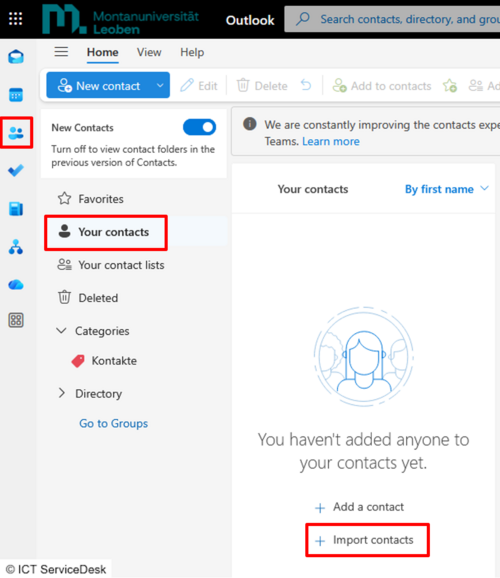 Image: contacts in outlook 10