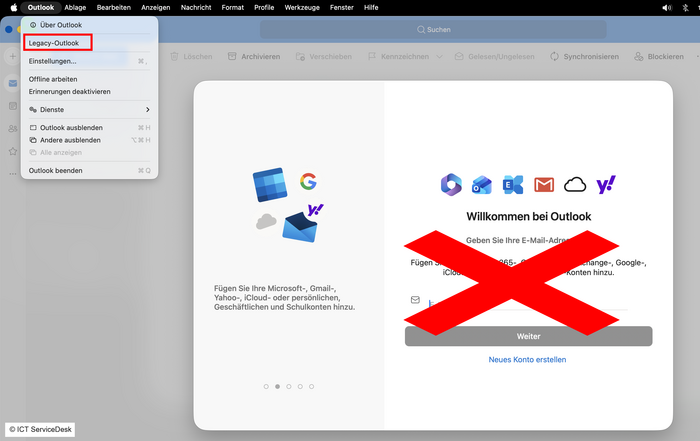 Auf Legacy Outlook wechseln Auf Legacy Outlook wechseln